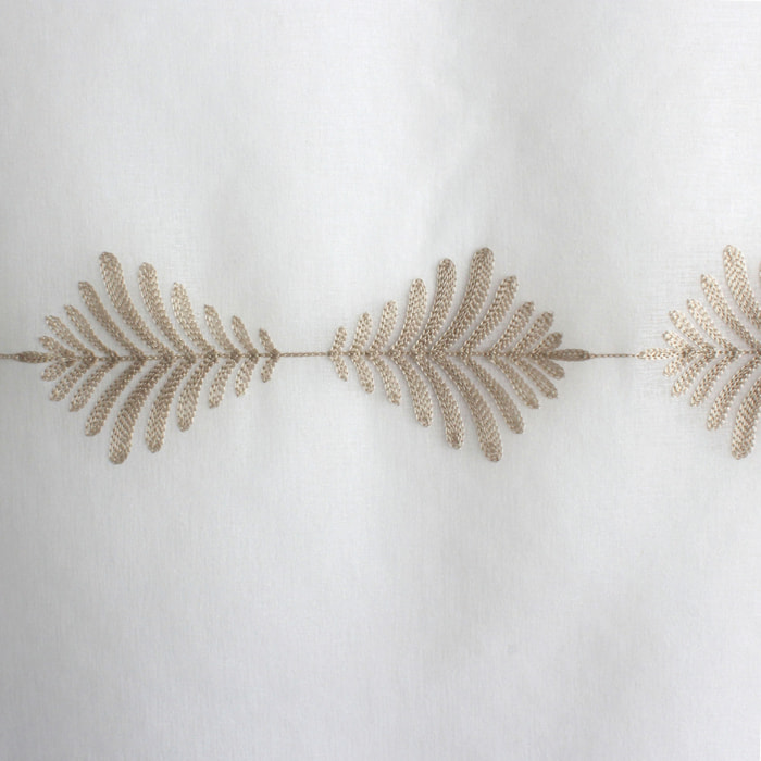 Paire de petits vitrages brodés feuillage - Beige