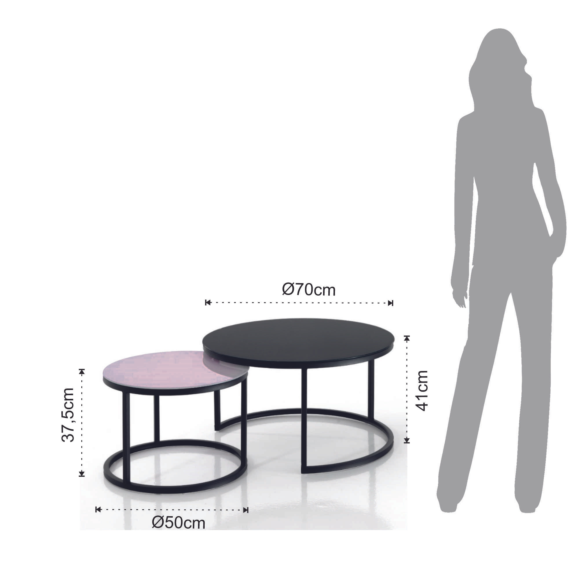 Tomasucci Ensemble de 2 tables basses GABRIEL EVO NoirS