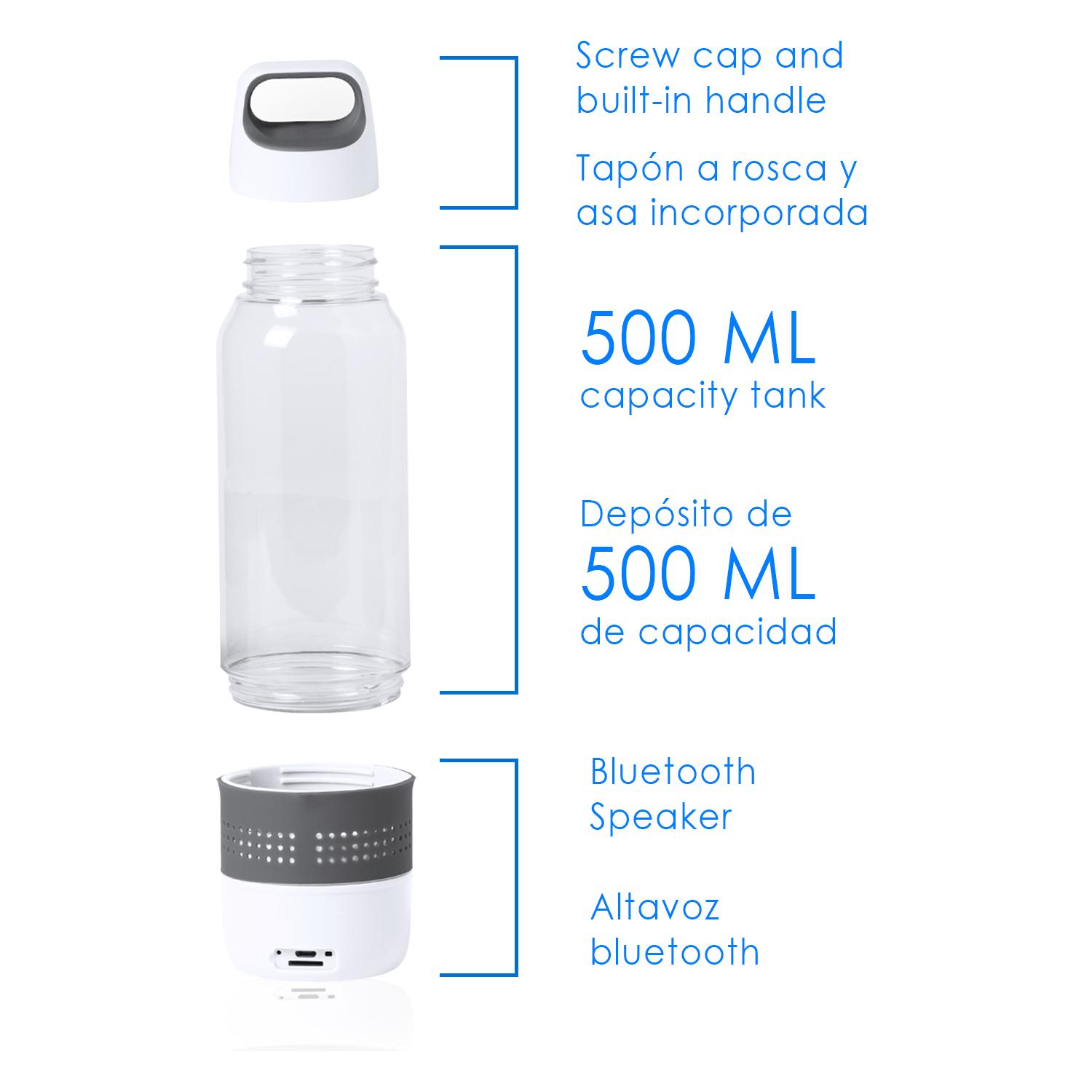 Bidón con Altavoz Padow, 500ml, función de manos libres y lector de micro SD