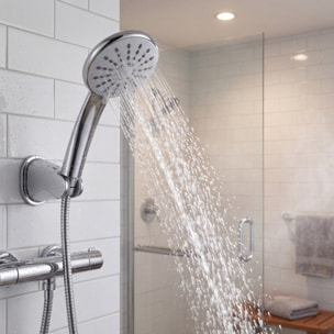 Pommeau de douche MSV Delfina Ø 91 mm – 3 fonctions – Économie d'eau 54 % – Chromé