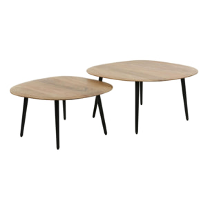 Table basse en bois d'acacia forme galet (lot de 2) MELBOURNE