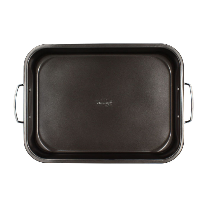 Plat rôtisserie avec grille en acier carbone 43,5 x 29cm AMANDINE