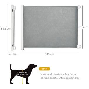 Barrera Seguridad para Perros con Extensión para Escaleras 5,5-115x5,5x82,5 cm