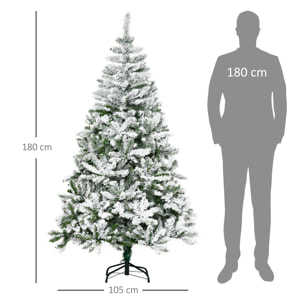árbol de Navidad Artificial 180cm con Nieve Ignífugo con 750 Ramas Hojas de PVC
