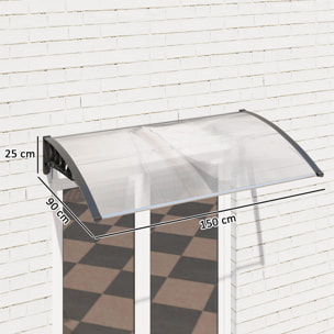 Marquesinas Exterior para Puertas y Ventanas, 150x90 cm, Tejadillo de Protección contra Sol y Lluvia, con Cubierta de Policarbonato, Soporte de Aleación de Aluminio, Blanco