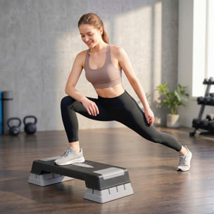 Step fitness aérobic hauteur réglable 3 niv. surface antidérapante gris noir