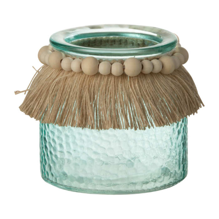 J-Line bougeoir Perles - verre - bleu - small