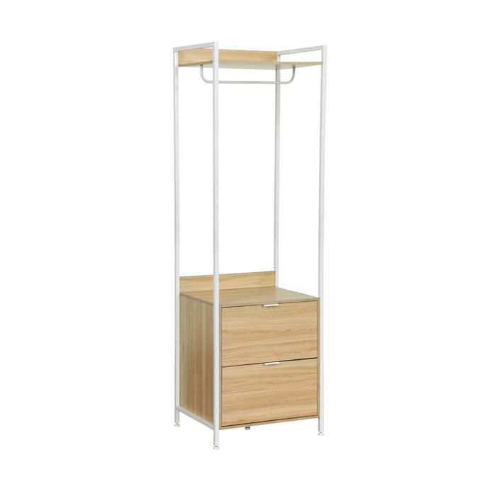 Module dressing décor bois et métal 1 penderie 2 tiroirs et 1 étagère CLEVER
