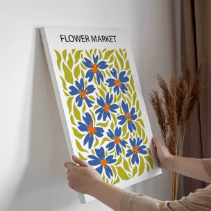 Tableau floral bleu et vert style moderne décoratif Toile imprimée