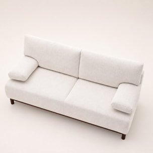 Hortense - Canapé droit 3 places convertible avec coffre en velours texturé - Beige