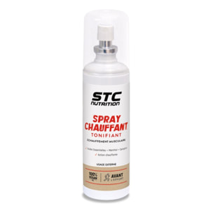 STC NUTRITION - Spray Chauffant Tonifiant - Facilite L'Échauffement Musculaire - Aide à Prévenir les Crampes & les Contractures - Huiles Essentielles + Menthol + Camphre - Vegan - Spray 75ml