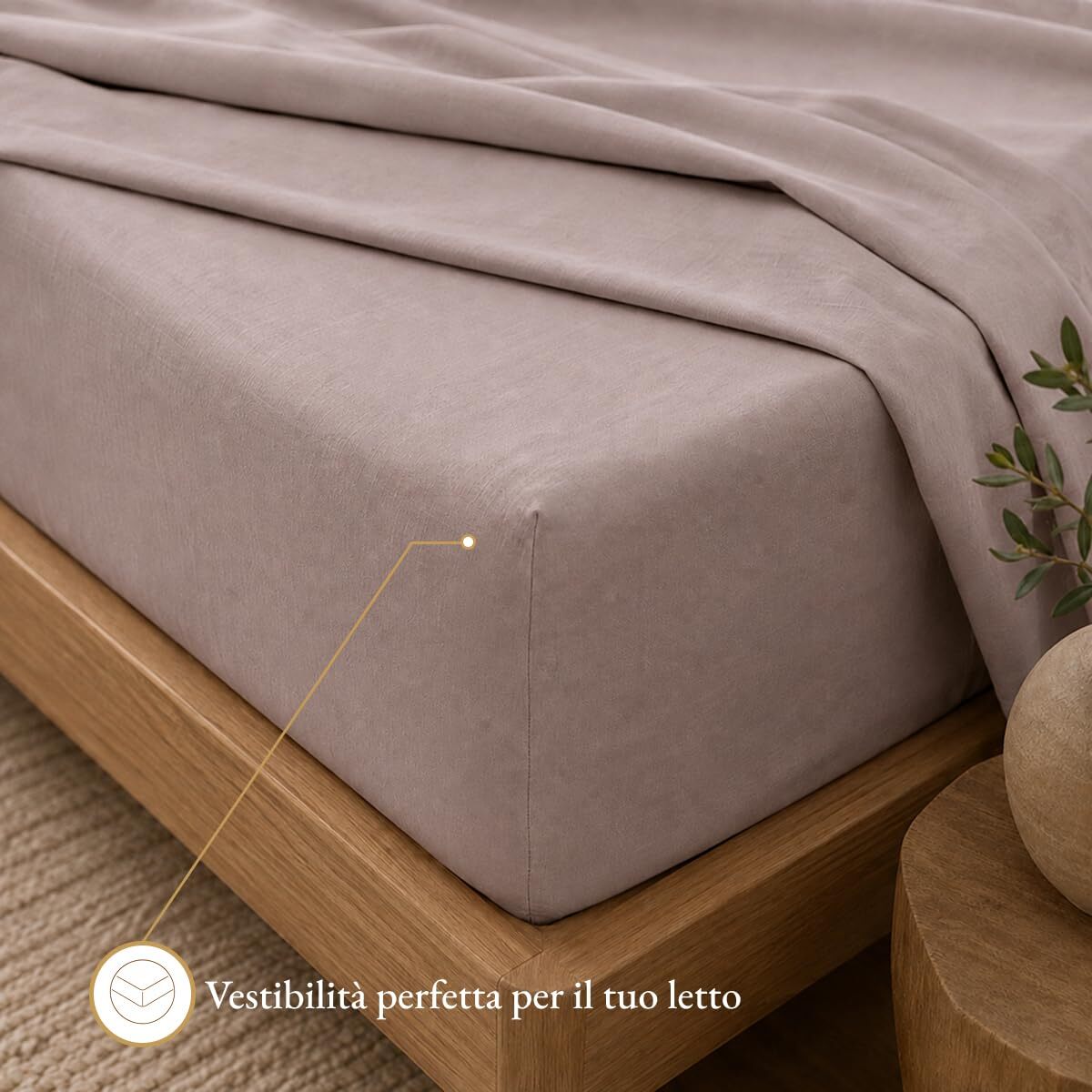 Completo lenzuola in cotone - Tortora