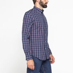 CAMICIA FANTASIA TINTO FILO CON COLLO BUTTON-DOWN