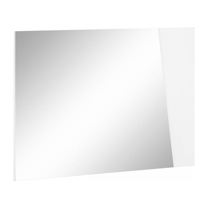 Specchiera da parete lineare, Made in Italy, Specchio da bagno, cm 80x2h60, colore Bianco lucido