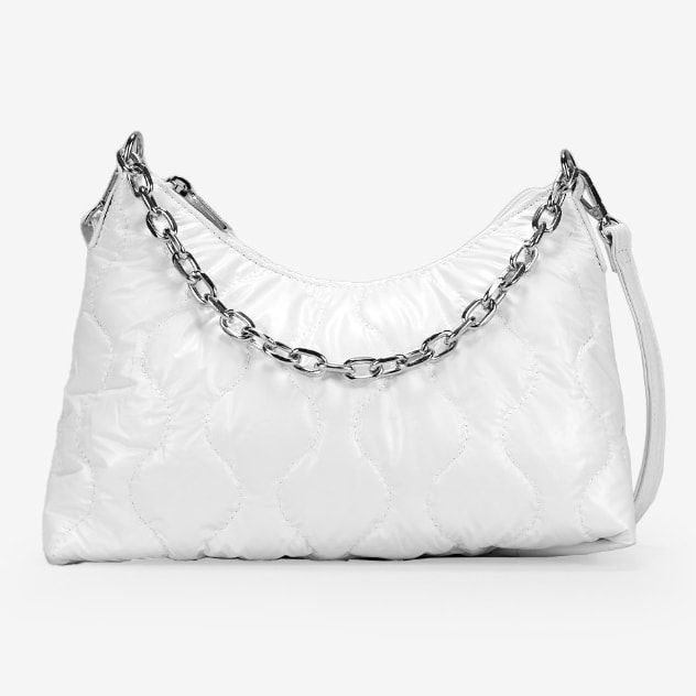 Bolso nylon blanco con cadena
