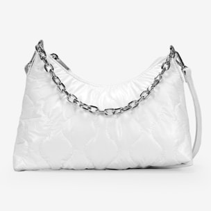 Bolso nylon blanco con cadena