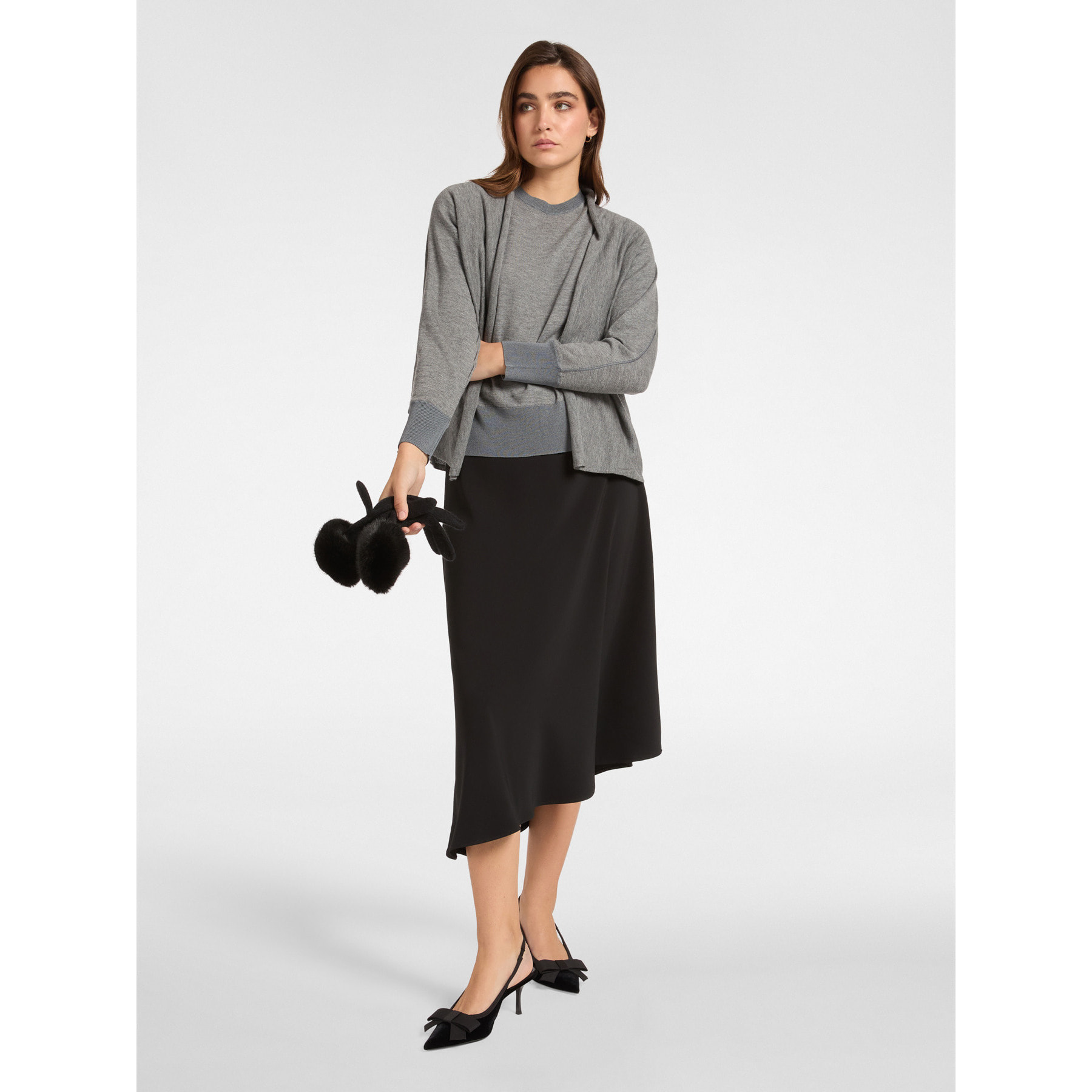 Elena Mirò - Gonna asimmetrica in cady stretch - Nero