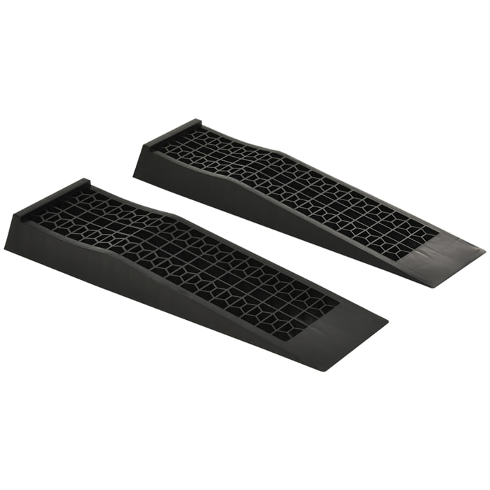 Juego de 2 Rampas para Coche de Plástico Rampas Portátiles Carga de hasta 3 Toneladas para Coches SUV Furgonetas Pequeñas 70x19,5 cm Negro