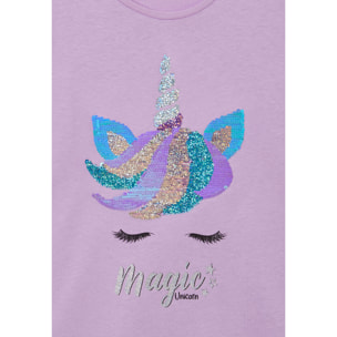 T-shirt stampa unicorno con paillettes