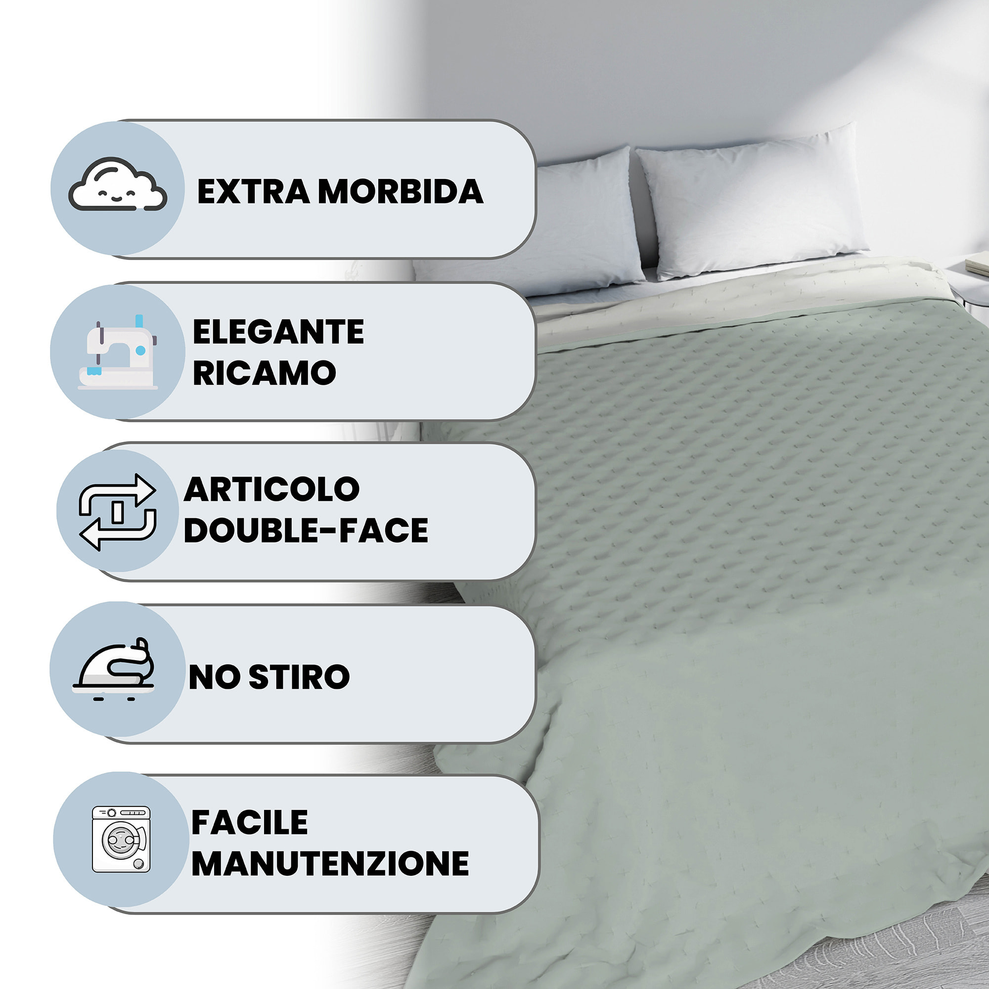 TRAPUNTINO WATER WASHED - 100% Microfibra