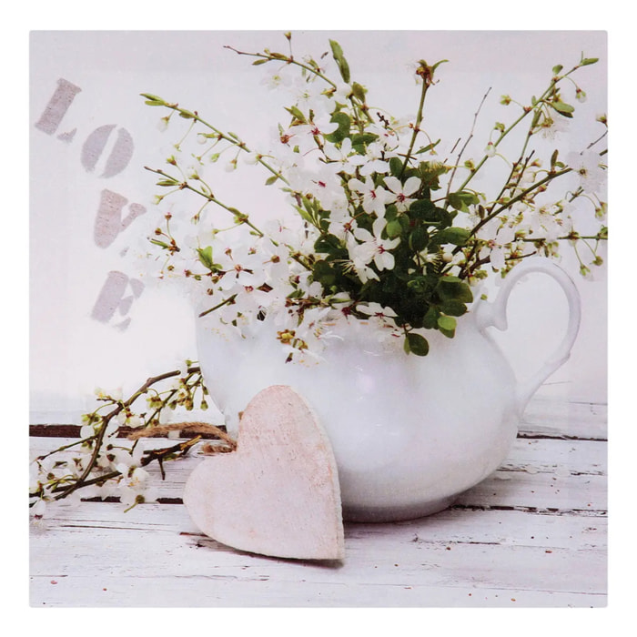 Toile imprimée "Coeur" - bois - 28x28 cm