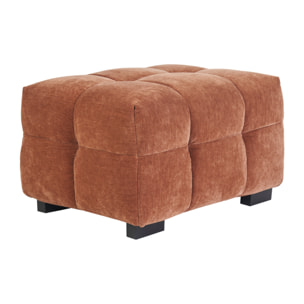 Pouf repose-pieds design en tissu effet velours terre brûlée CORTO