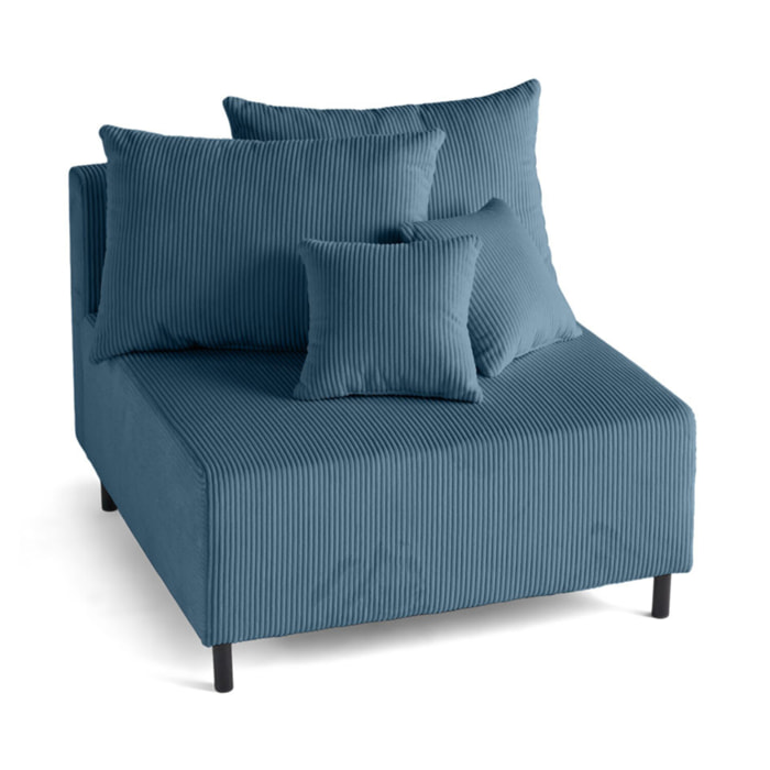Edinburg - module d'assise sans accoudoirs - en velours côtelé - Bleu