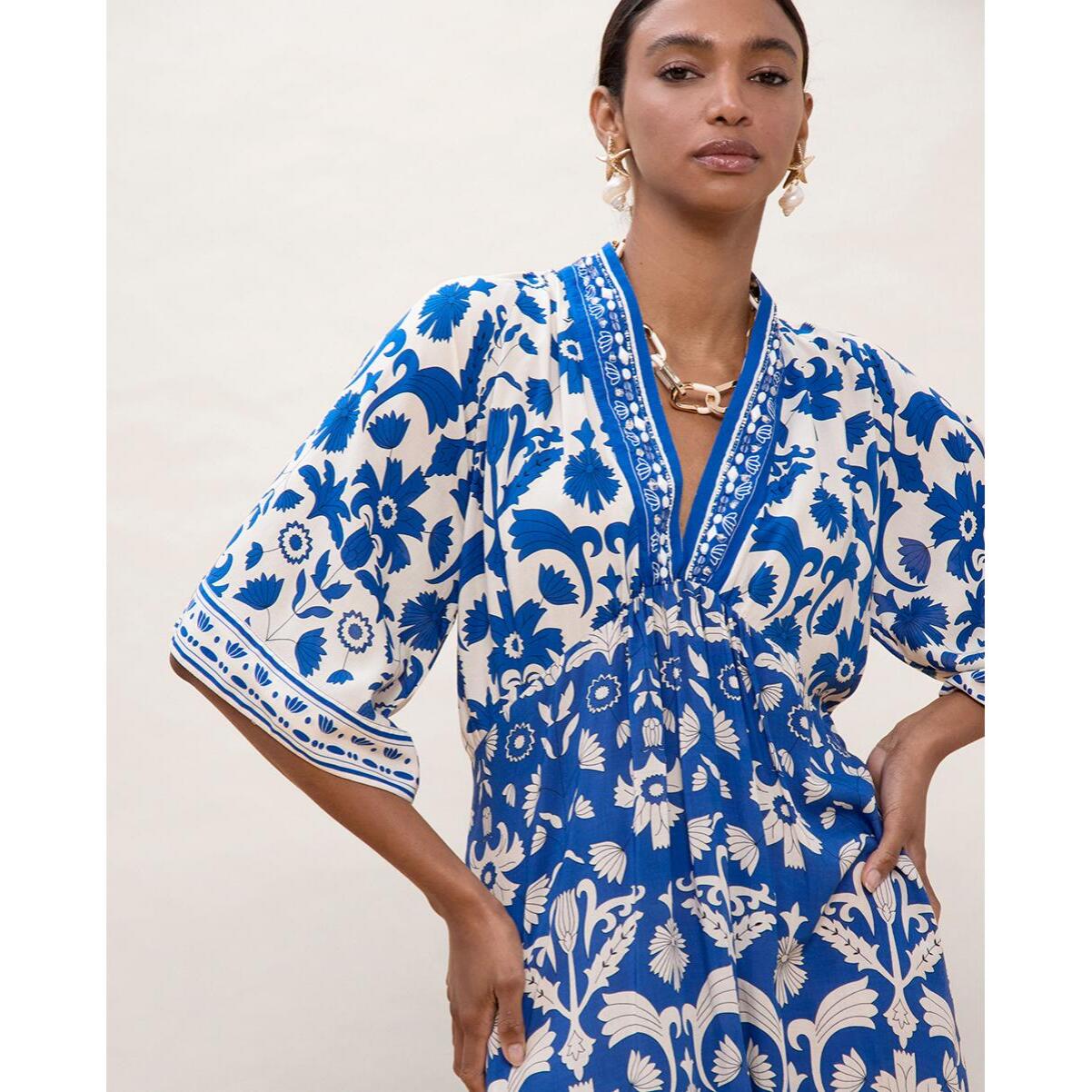 Abito a maniche lunghe con stampa geometrica