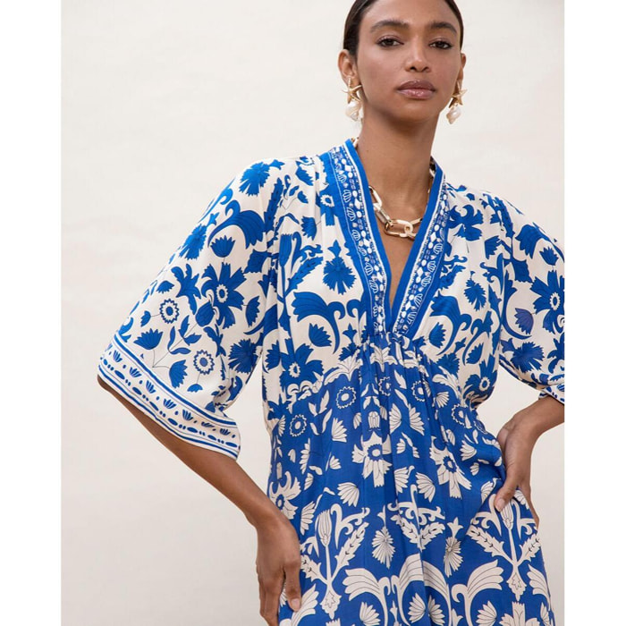 Abito a maniche lunghe con stampa geometrica