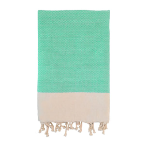 Fouta nid d’abeille traditionnelle - Athena Turquoise - 100x200cm - 190g/m²