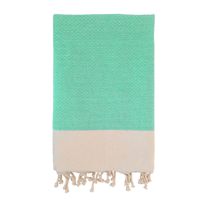 Fouta nid d’abeille traditionnelle - Athena Turquoise - 100x200cm - 190g/m²
