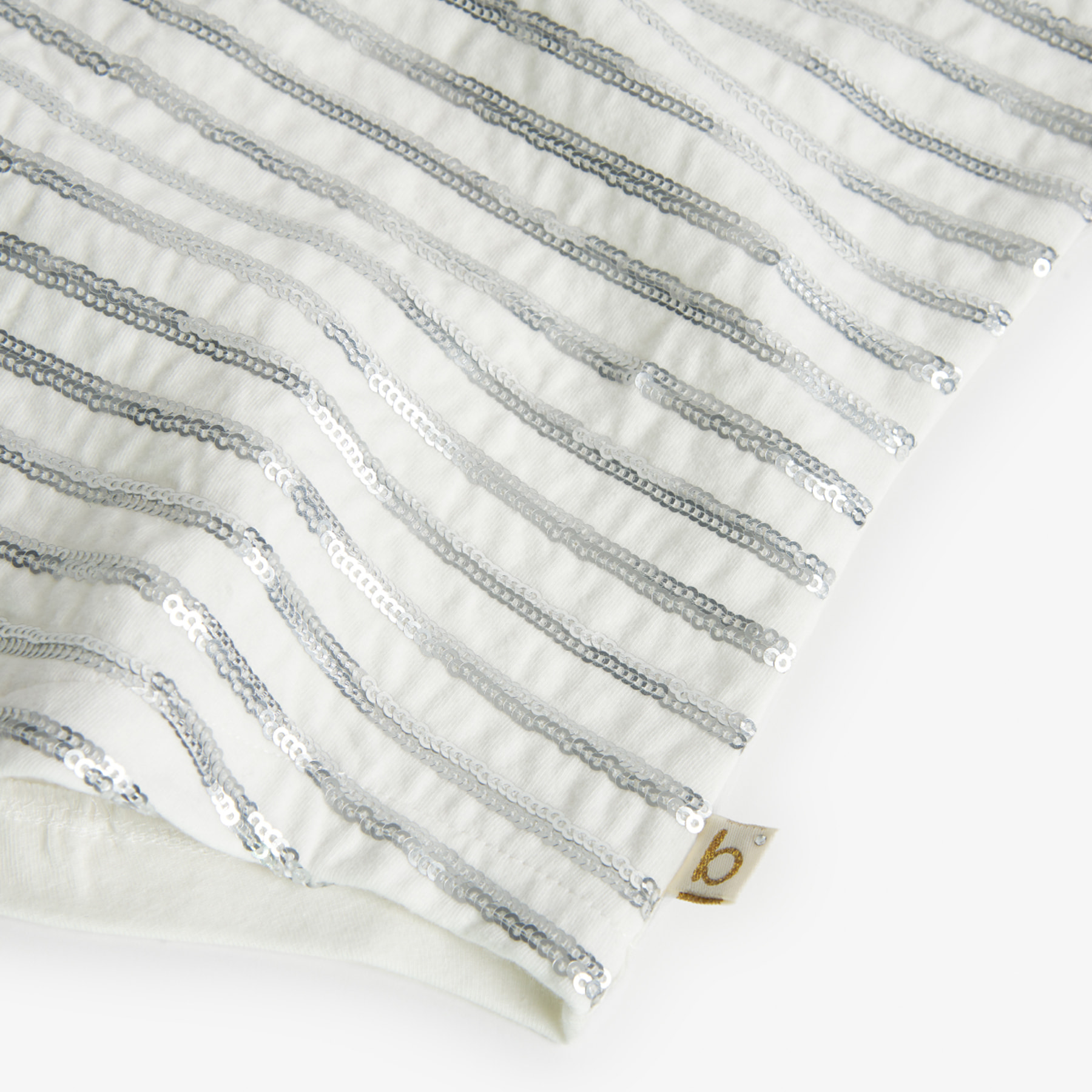 Camiseta elástica niña, estampado de rayas, blanco