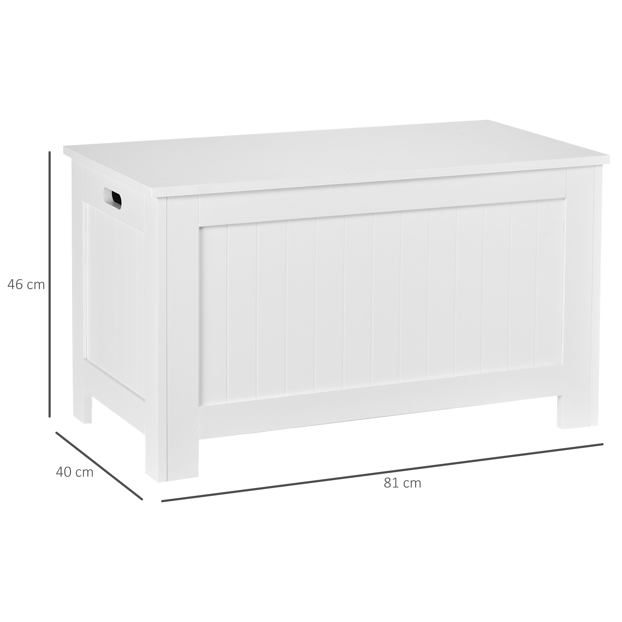 Coffre malle de rangement 81L x 40l x 46H cm MDF blanc