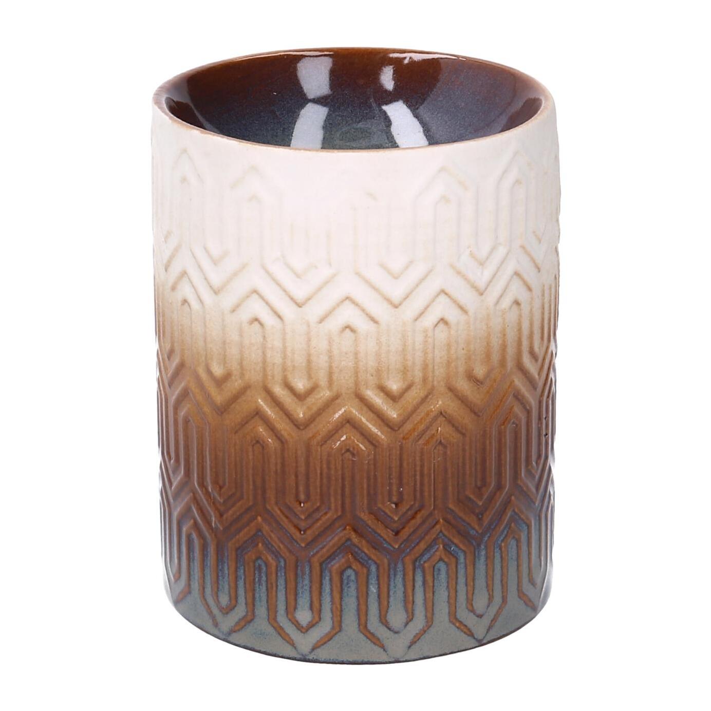 Bruciaessenze in ceramica marrone tondo cmø9,5h12,5