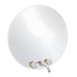 Miroir LED rond 3 trous + mélangeur lavabo encastré 3 trous Grands Boulevards marbre envoûtant et chromé
