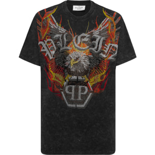 PHILIPP PLEIN Camiseta de cuello redondo y corte kimono EAGLE