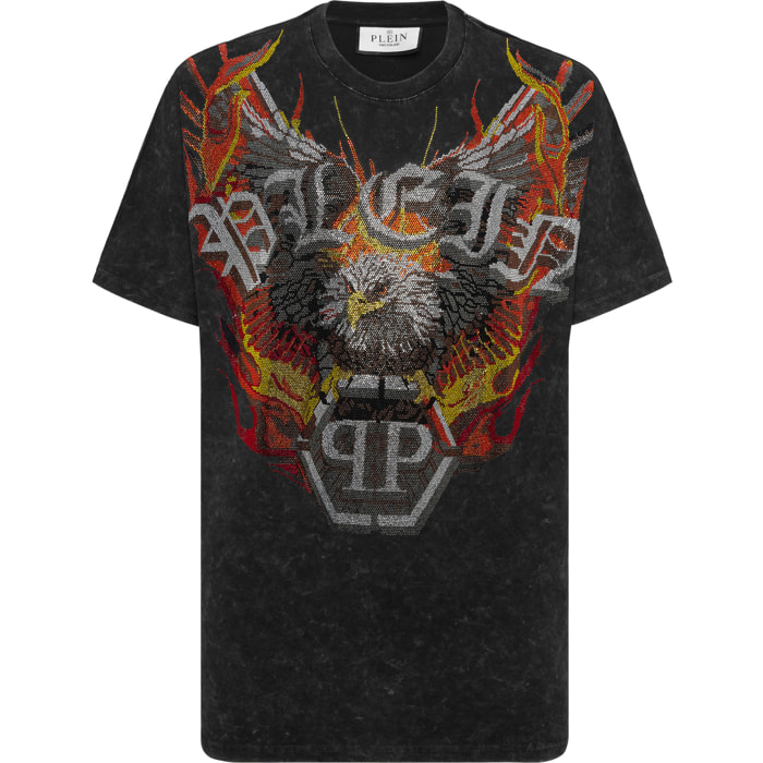 PHILIPP PLEIN Camiseta de cuello redondo y corte kimono EAGLE