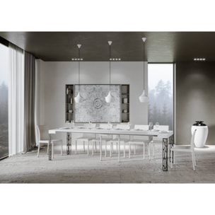 Console extensible 90x40/300 cm Ghibli Frêne Blanc cadre Anthracite