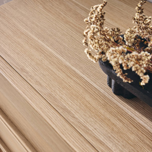 Commode de rangement effet bois naturel  4 tiroirs L 80 x P 43 x H 98.5cm - Kuba