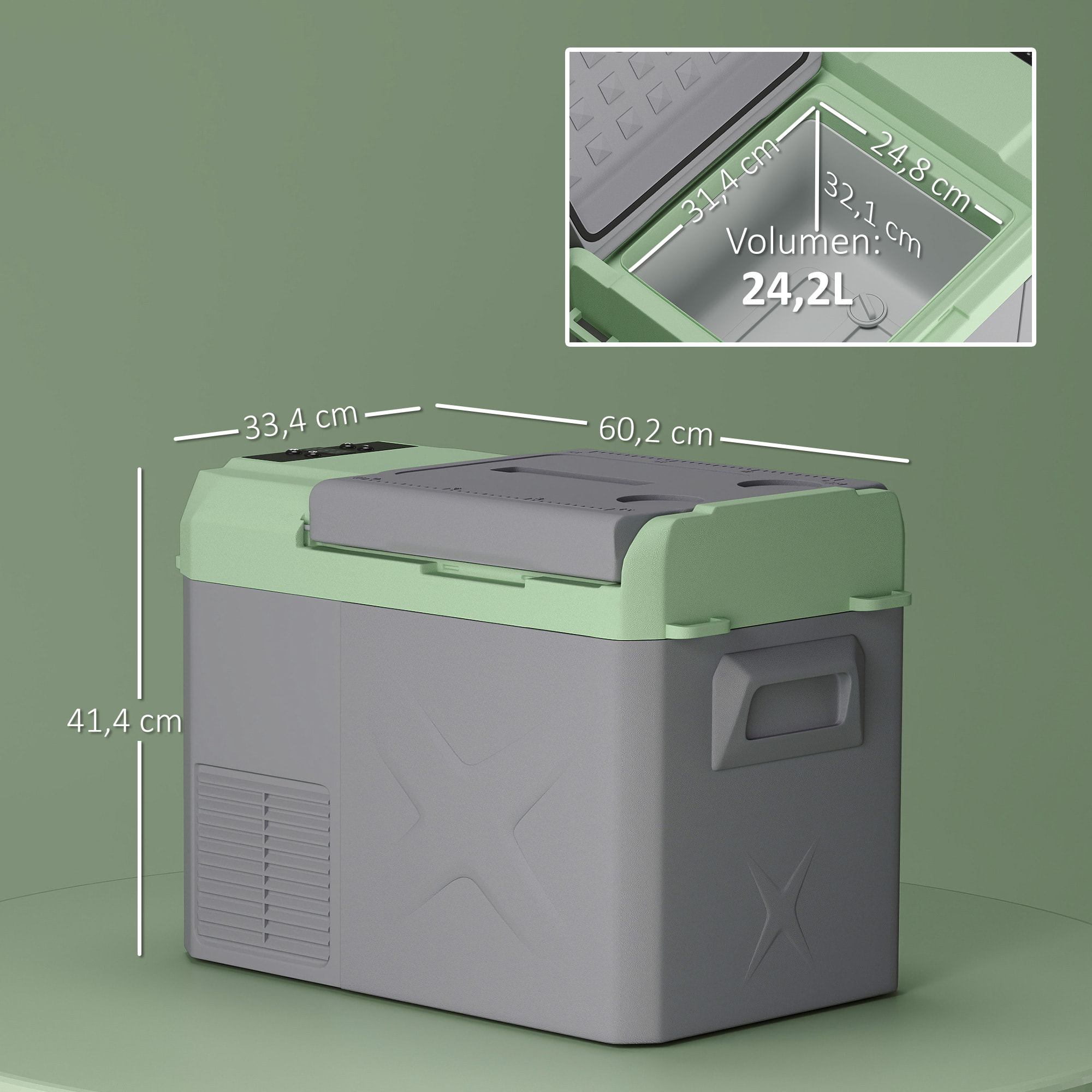 Nevera Portátil Eléctrica 24,2L Refrigerador de Coche 12/24/220V con Compresor Luz LED Pantalla Digital Modos ECO y MAX de -20℃ a +20 ℃ Puerto USB para Hogar Camping Viajes Automóvil