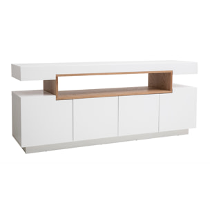 Buffet scandinave blanc mat et bois 4 portes L180 cm LIVO