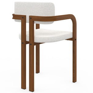 Chaises Elsa avec accoudoirs bouclette pieds effet noyer - lot de 4