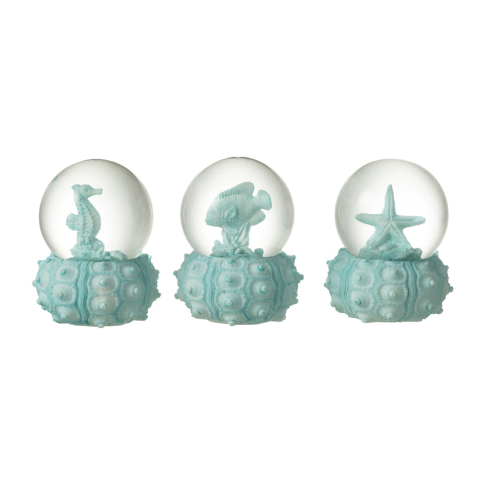 J-Line boule Neige Mer - polyresin - azur - small - 3 stuks