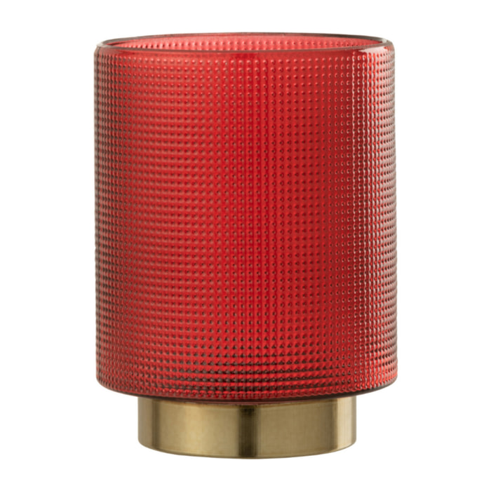 J-Line photophore Quadrillé - verre - rouge/or - small