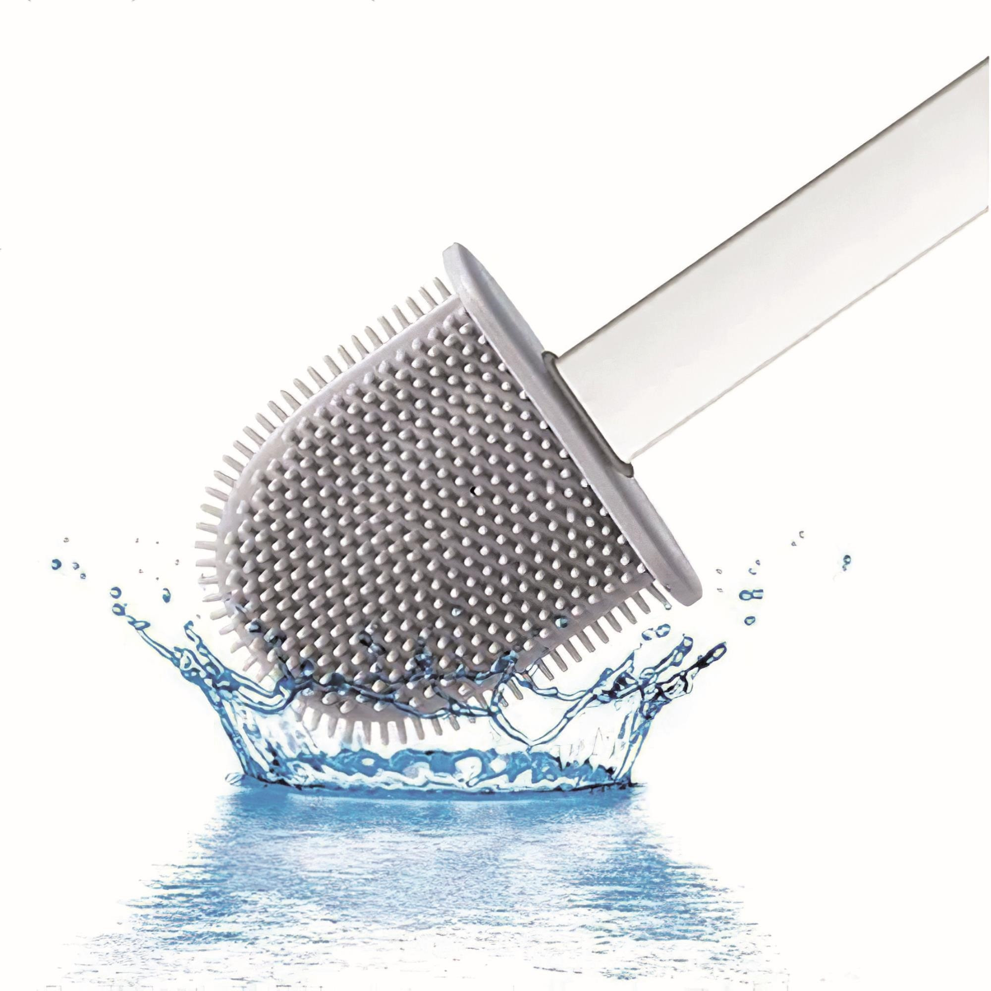 3x Escobillas y portaescobillas de inodoro, cepillo y soporte para WC, silicona, TPR y caucho termpoplástico, blanco