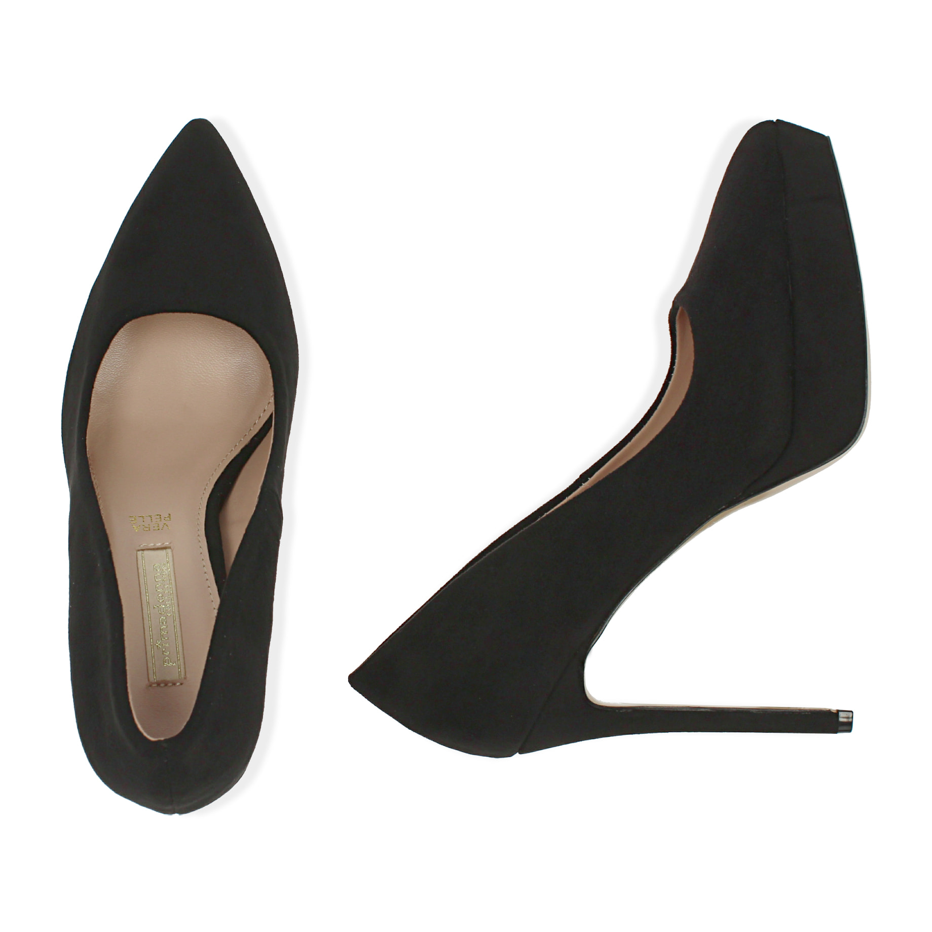 Zapato de tacón negras de microfibra con plataforma, tacón 11,5 cm