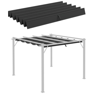 Cubierta para Pérgola 2,5x2,55 m Techo de Repuesto Retráctil para Sombrilla Toldo de Tela para Cenador Jardín con 10 Orificios de Drenaje Gris Oscuro