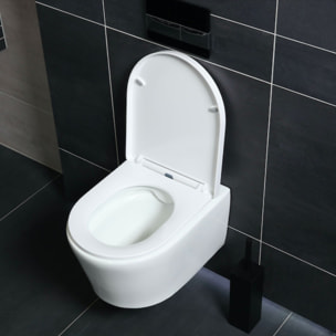 Pack WC sans bride SAT, fixations invisibles + Abattant softclose + Bâti support Geberit UP100 + Plaque blanche