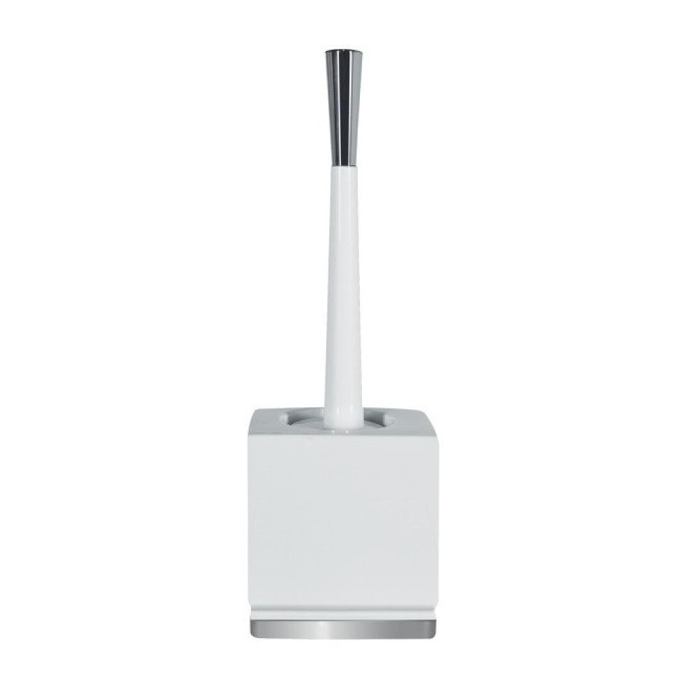 Brosse Wc avec support Porcelaine ROMA Blanc & Argent Spirella