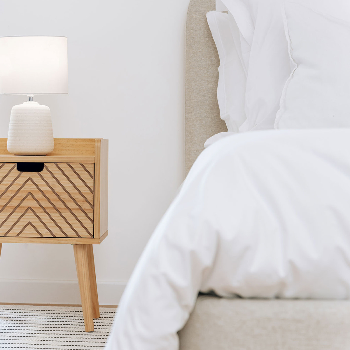 Lit Coffre tissu beige - Hypnia